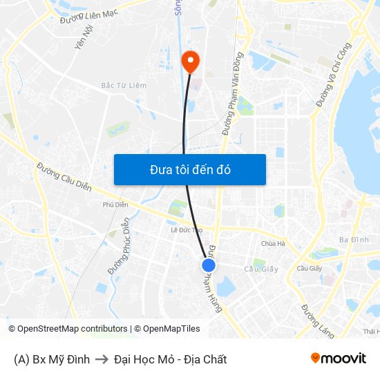 (A) Bx Mỹ Đình to Đại Học Mỏ - Địa Chất map