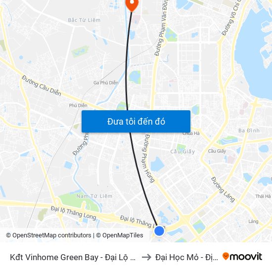Kđt Vinhome Green Bay - Đại Lộ Thăng Long to Đại Học Mỏ - Địa Chất map