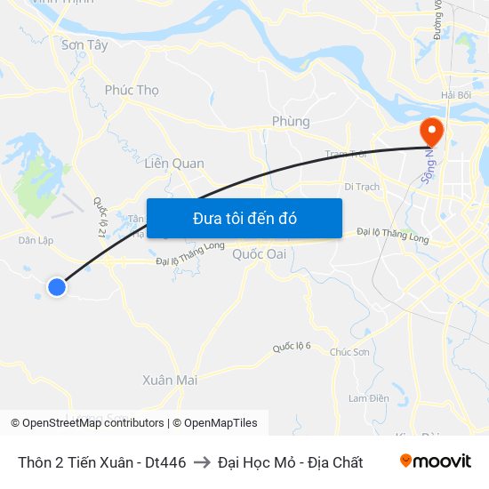 Thôn 2 Tiến Xuân - Dt446 to Đại Học Mỏ - Địa Chất map