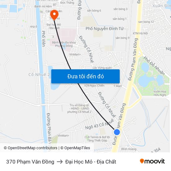 370 Phạm Văn Đồng to Đại Học Mỏ - Địa Chất map