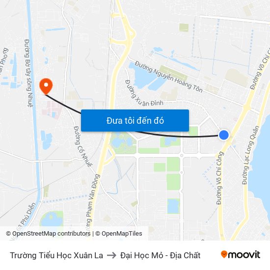 Trường Tiểu Học Xuân La to Đại Học Mỏ - Địa Chất map