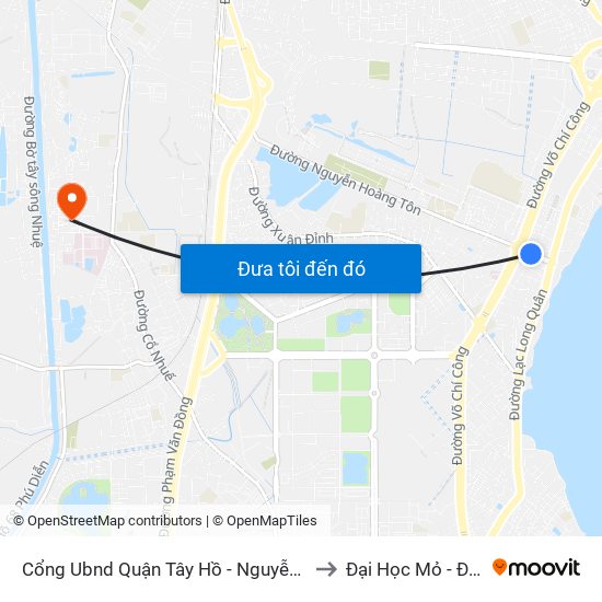 Cổng Ubnd Quận Tây Hồ - Nguyễn Hoàng Tôn to Đại Học Mỏ - Địa Chất map