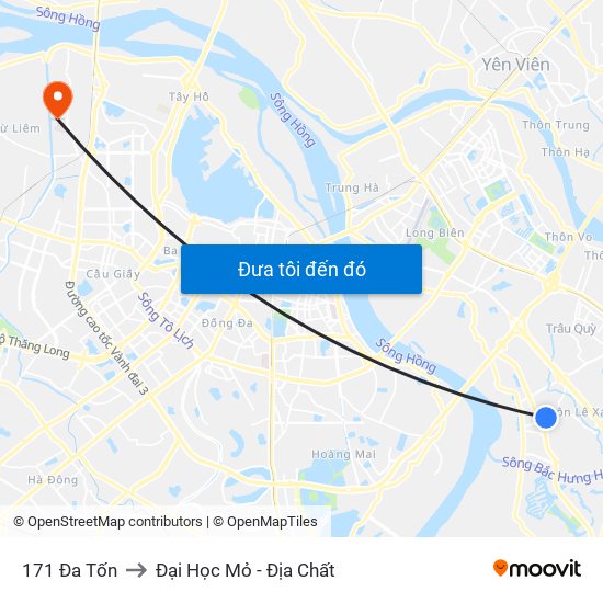 171 Đa Tốn to Đại Học Mỏ - Địa Chất map