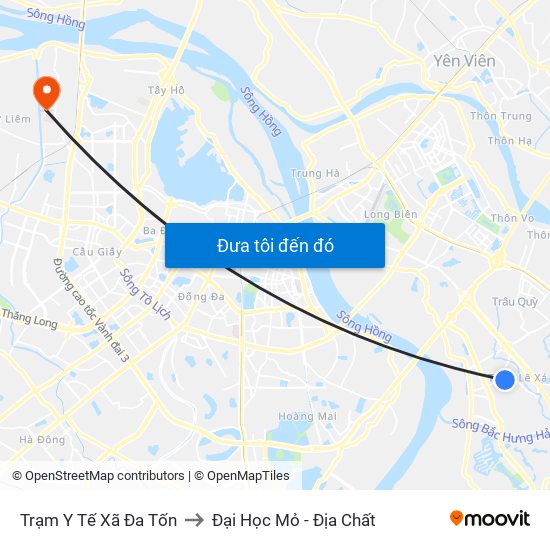 Trạm Y Tế Xã Đa Tốn to Đại Học Mỏ - Địa Chất map