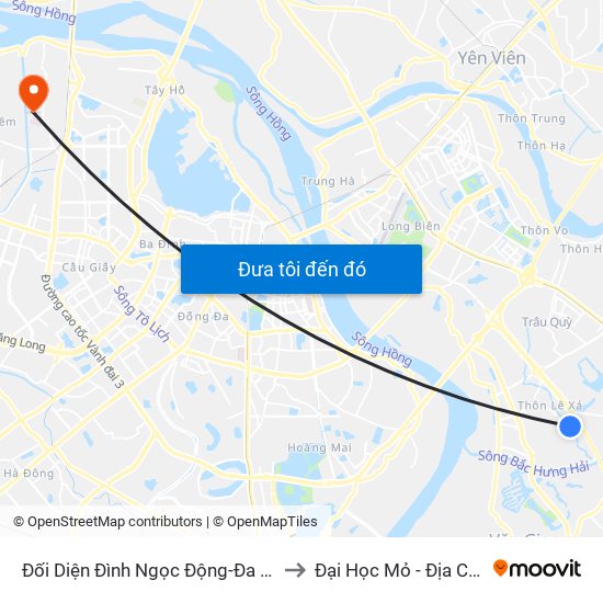 Đối Diện Đình Ngọc Động-Đa Tốn to Đại Học Mỏ - Địa Chất map