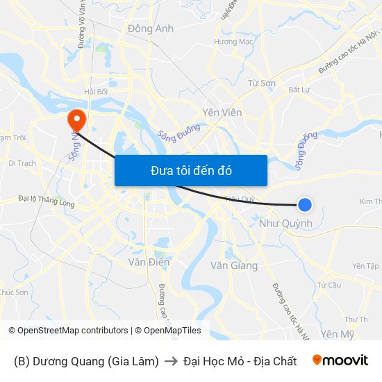 (B) Dương Quang (Gia Lâm) to Đại Học Mỏ - Địa Chất map