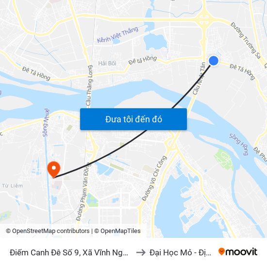 Điếm Canh Đê Số 9, Xã Vĩnh Ngọc-Đê 406 to Đại Học Mỏ - Địa Chất map