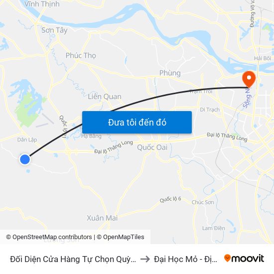 Đối Diện Cửa Hàng Tự Chọn Quỳnh Lương to Đại Học Mỏ - Địa Chất map