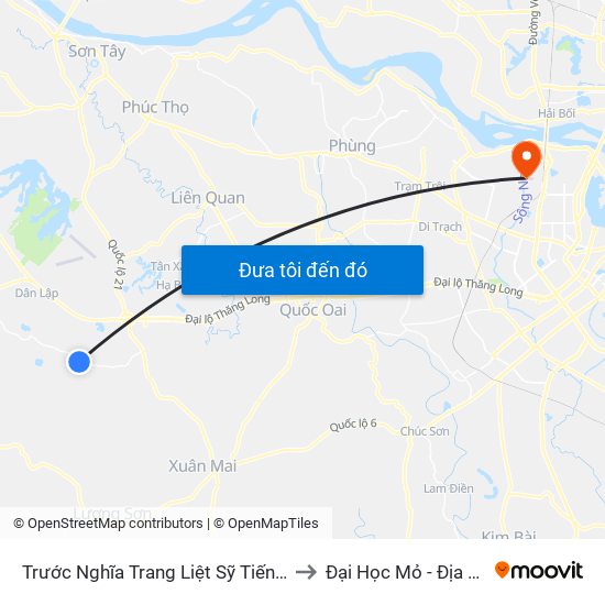 Trước Nghĩa Trang Liệt Sỹ Tiến Xuân to Đại Học Mỏ - Địa Chất map