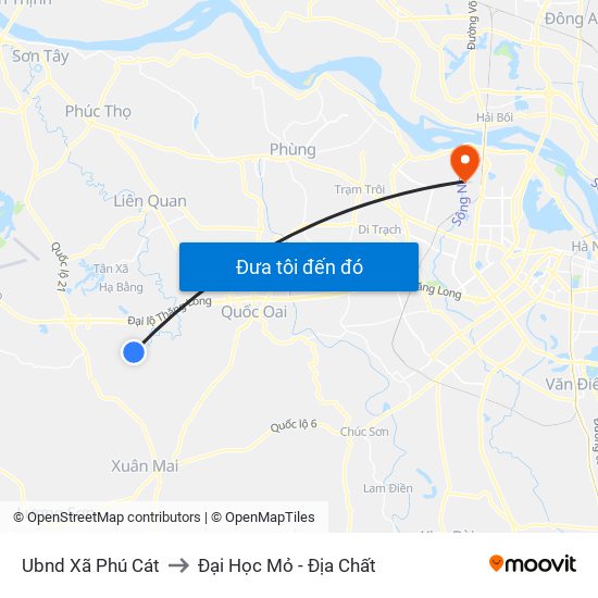 Ubnd Xã Phú Cát to Đại Học Mỏ - Địa Chất map