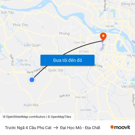 Trước Ngã 4 Cầu Phú Cát to Đại Học Mỏ - Địa Chất map