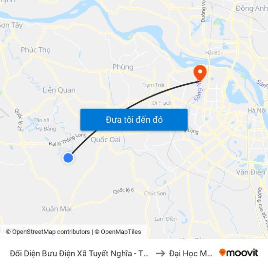 Đối Diện Bưu Điện Xã Tuyết Nghĩa - Thôn Đồng Sơn - Xã Tuyết Nghĩa to Đại Học Mỏ - Địa Chất map