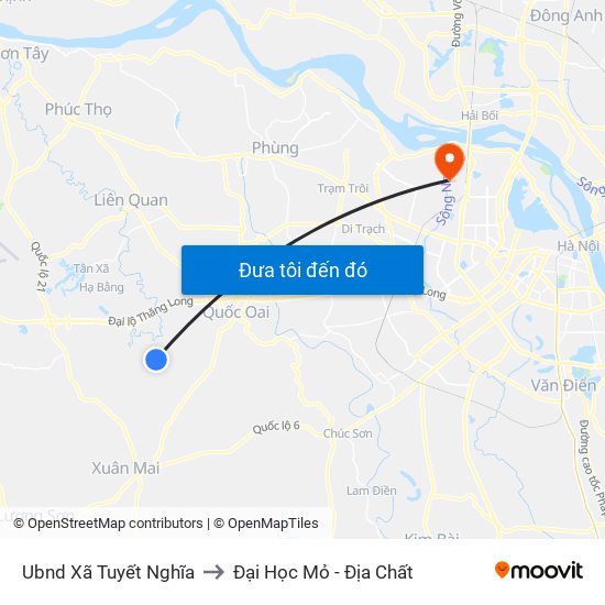 Ubnd Xã Tuyết Nghĩa to Đại Học Mỏ - Địa Chất map