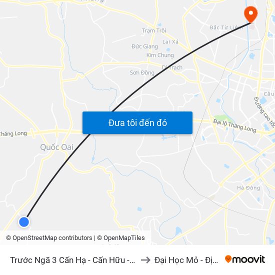 Trước Ngã 3 Cấn Hạ - Cấn Hữu - Quốc Oai to Đại Học Mỏ - Địa Chất map