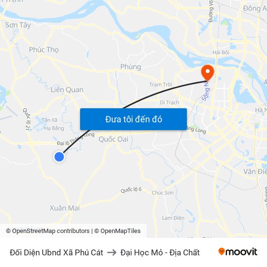 Đối Diện Ubnd Xã Phú Cát to Đại Học Mỏ - Địa Chất map