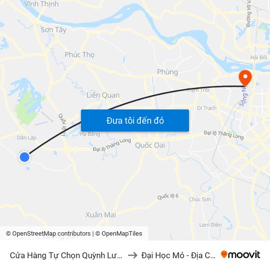 Cửa Hàng Tự Chọn Quỳnh Lương to Đại Học Mỏ - Địa Chất map