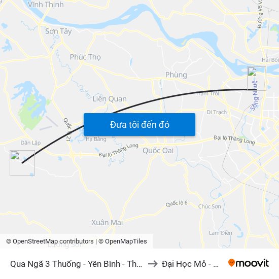 Qua Ngã 3 Thuống - Yên Bình - Thạch Thất 10m to Đại Học Mỏ - Địa Chất map