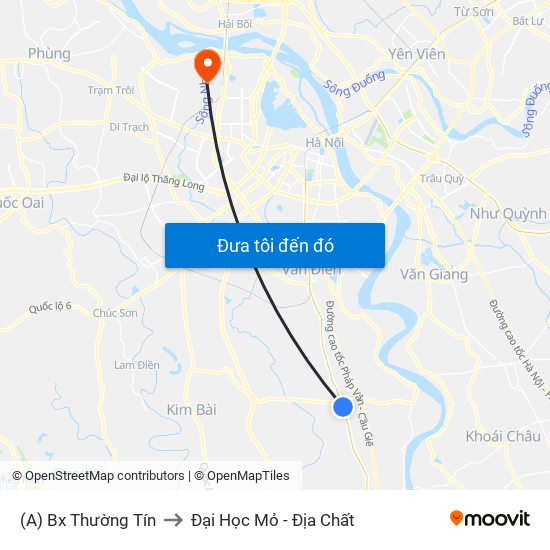 (A) Bx Thường Tín to Đại Học Mỏ - Địa Chất map