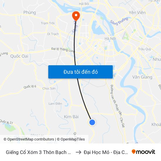 Giếng Cổ Xóm 3 Thôn Bạch Nao to Đại Học Mỏ - Địa Chất map