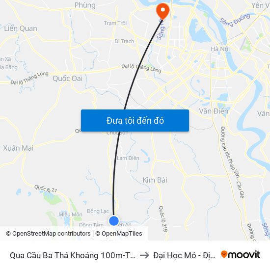 Qua Cầu Ba Thá Khoảng 100m-Tỉnh Lộ 429 to Đại Học Mỏ - Địa Chất map