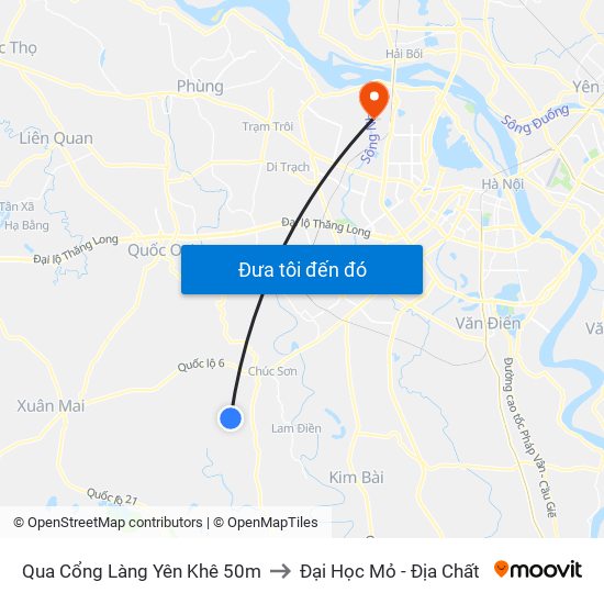 Qua Cổng Làng Yên Khê 50m to Đại Học Mỏ - Địa Chất map