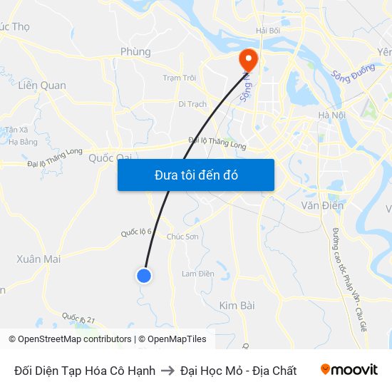 Đối Diện Tạp Hóa Cô Hạnh to Đại Học Mỏ - Địa Chất map