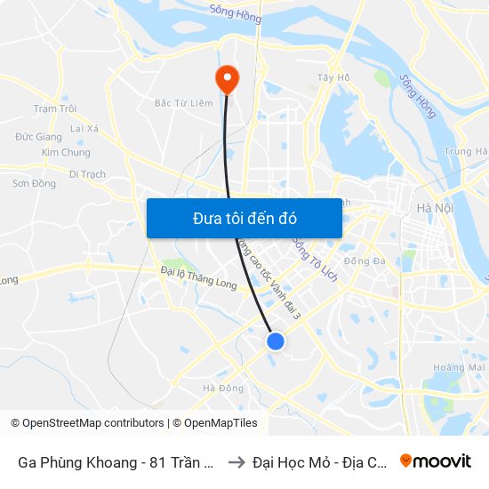 Ga Phùng Khoang - 81 Trần Phú to Đại Học Mỏ - Địa Chất map