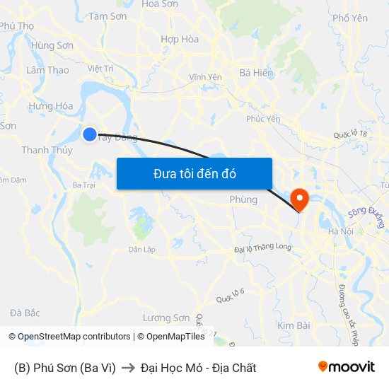 (B) Phú Sơn (Ba Vì) to Đại Học Mỏ - Địa Chất map