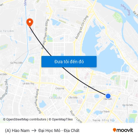 (A) Hào Nam to Đại Học Mỏ - Địa Chất map