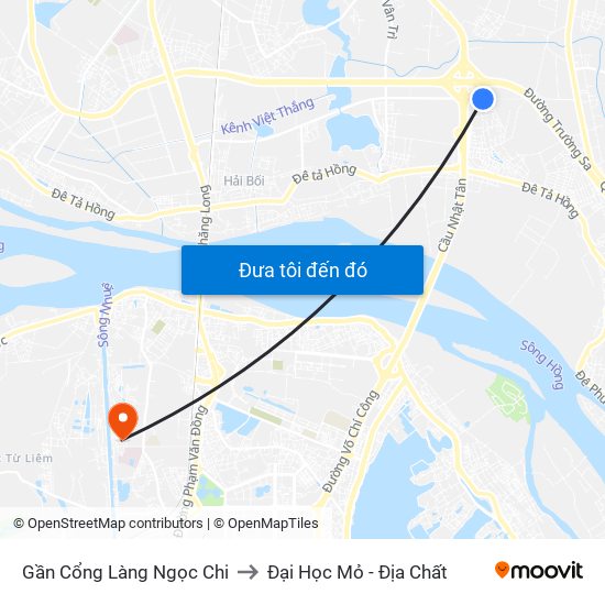 Gần Cổng Làng Ngọc Chi to Đại Học Mỏ - Địa Chất map