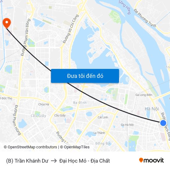 (B) Trần Khánh Dư to Đại Học Mỏ - Địa Chất map