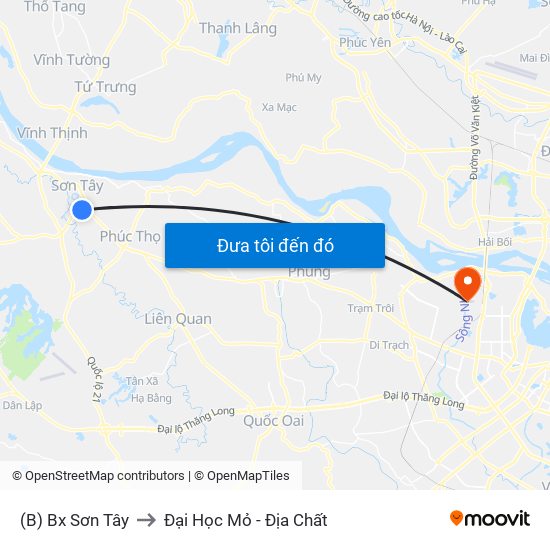 (B) Bx Sơn Tây to Đại Học Mỏ - Địa Chất map