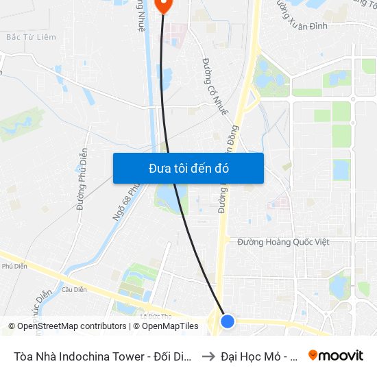 Tòa Nhà Indochina Tower - Đối Diện Đhqg Hà Nội to Đại Học Mỏ - Địa Chất map