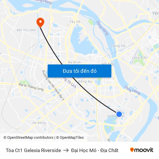 Tòa Ct1 Gelexia Riverside to Đại Học Mỏ - Địa Chất map