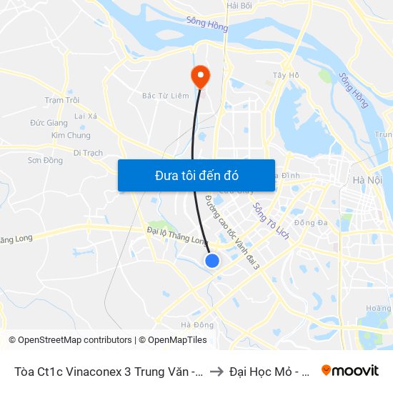 Tòa Ct1c Vinaconex 3 Trung Văn - Nam Từ Liêm to Đại Học Mỏ - Địa Chất map