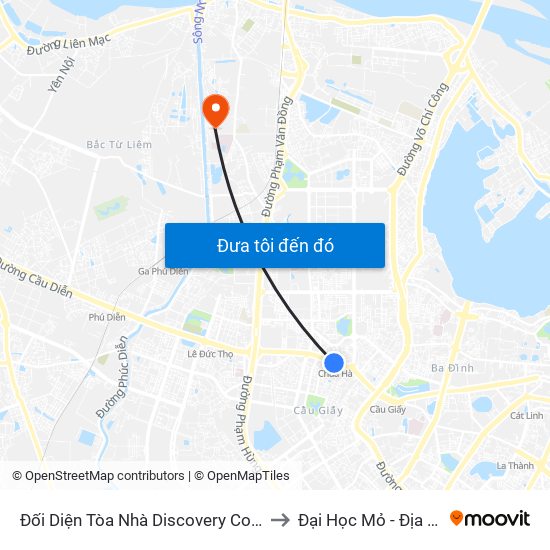 Đối Diện Tòa Nhà Discovery Complex to Đại Học Mỏ - Địa Chất map