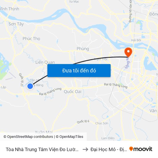 Tòa Nhà Trung Tâm Viện  Đo Lường Việt Nam to Đại Học Mỏ - Địa Chất map