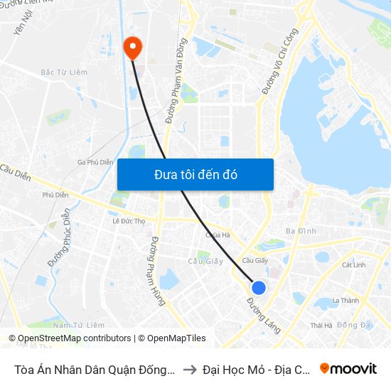 Tòa Án Nhân Dân Quận Đống Đa to Đại Học Mỏ - Địa Chất map