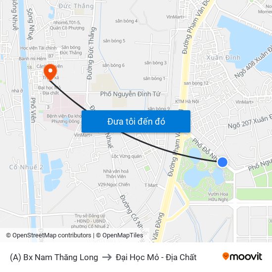 (A) Bx Nam Thăng Long to Đại Học Mỏ - Địa Chất map