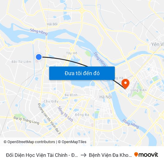 Đối Diện Học Viện Tài Chính - Đường Đức Thắng to Bệnh Viện Đa Khoa Tâm Anh map