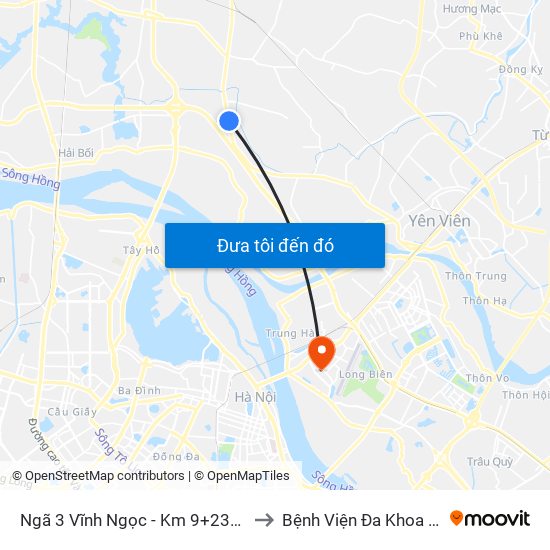 Ngã 3 Vĩnh Ngọc - Km 9+230 Quốc Lộ 3 to Bệnh Viện Đa Khoa Tâm Anh map