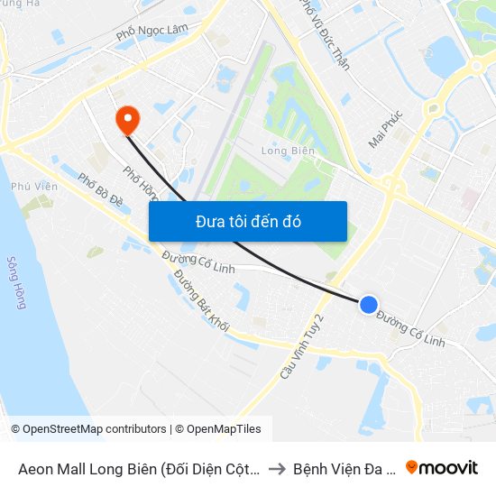 Aeon Mall Long Biên (Đối Diện Cột Điện T4a/2a-B Đường Cổ Linh) to Bệnh Viện Đa Khoa Tâm Anh map