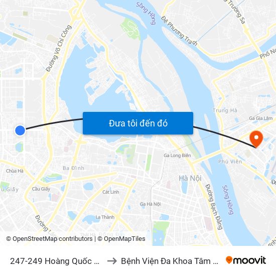 247-249 Hoàng Quốc Việt to Bệnh Viện Đa Khoa Tâm Anh map