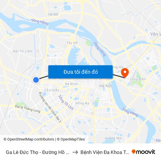 Ga Lê Đức Thọ - Đường Hồ Tùng Mậu to Bệnh Viện Đa Khoa Tâm Anh map