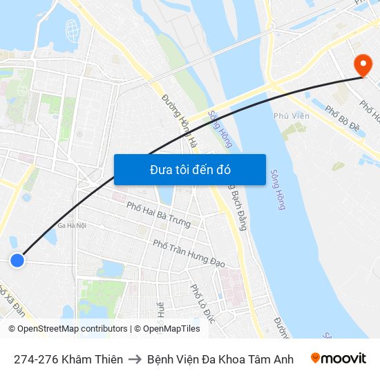 274-276 Khâm Thiên to Bệnh Viện Đa Khoa Tâm Anh map