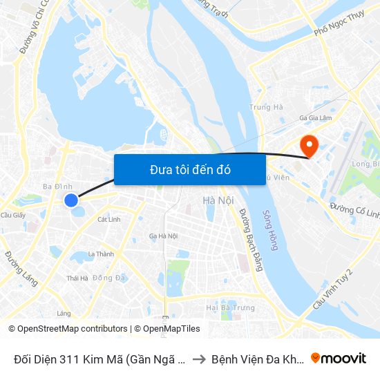 Đối Diện 311 Kim Mã (Gần Ngã 4 Kim Mã - Vạn Bảo) to Bệnh Viện Đa Khoa Tâm Anh map