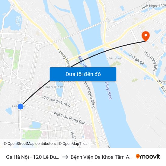 Ga Hà Nội - 120 Lê Duẩn to Bệnh Viện Đa Khoa Tâm Anh map
