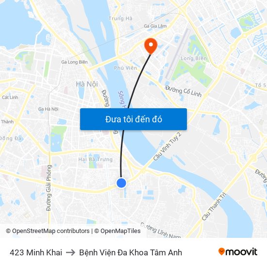 423 Minh Khai to Bệnh Viện Đa Khoa Tâm Anh map