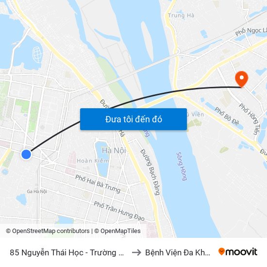 85 Nguyễn Thái Học - Trường Th Lý Thường Kiệt to Bệnh Viện Đa Khoa Tâm Anh map