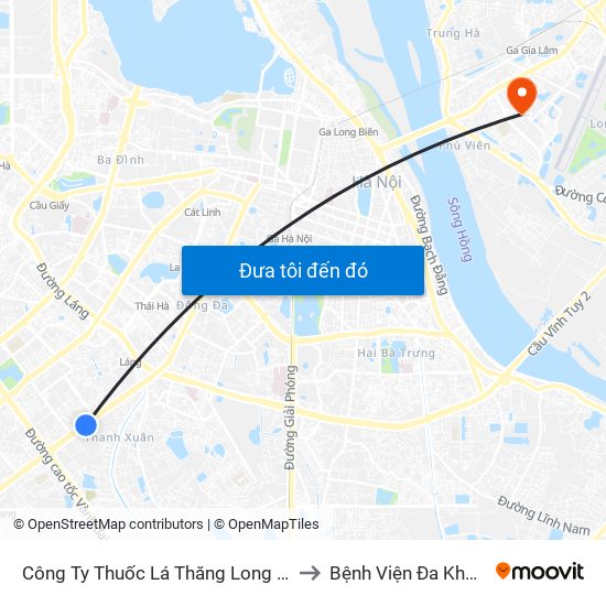 Công Ty Thuốc Lá Thăng Long - 235 Nguyễn Trãi to Bệnh Viện Đa Khoa Tâm Anh map